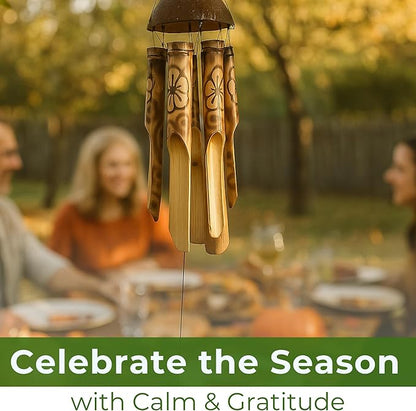 Solange & Frances Bamboo Wind Chimes - Elegant Home Decor for Front Porch and Garden. Unique Gifts for Women, White Elephant Gifts, Outdoor Wind Chimes for Relaxing Ambiance