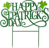 Glitzhome St. Patrick's Day Outdoor Decorations, 23.25"H Metal Happy St. Patrick's Day Yard Signs, Metal St. Patrick's Day Letters Decorative Garden Stake for Home Lawn Porch