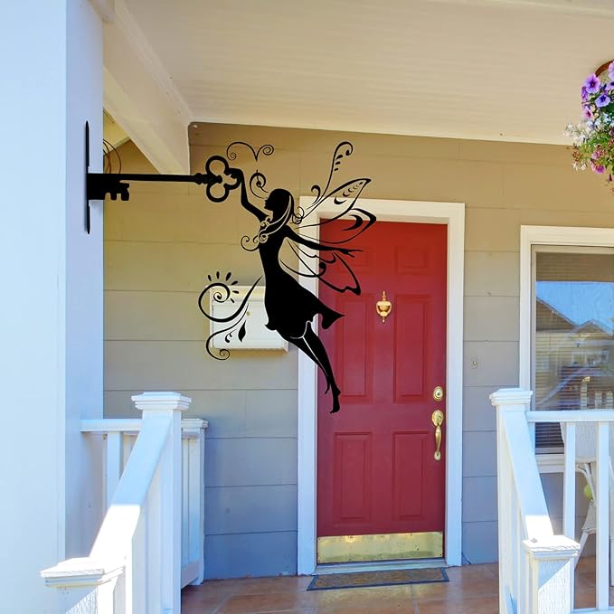 Hotop 3 Pcs Fairy Garden Silhouette Stakes Decoration Metal Fairy Silhouette Statue Butterfly Flower Tree Branch Wall Ornaments for Indoor Outdoor Home Yard Patio Lawn