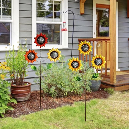 2 Pack Metal Sunflowers Decorative Garden Stakes, 29.5 Inch Outdoor Garden Decor Shaking Head Yard Stakes, Metal Flowers Outdoor Courtyard Art Lawn Terrace Decoration