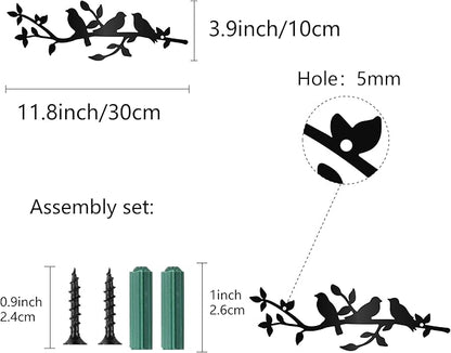 CREATCABIN Bird Metal Wall Art Birds on Branch Vine Olive Wall Hanging Sculpture Home Decor Sign Ornaments for Home Garden Living Room Indoor Bedroom Outdoor Decor 11.8x3.9Inch