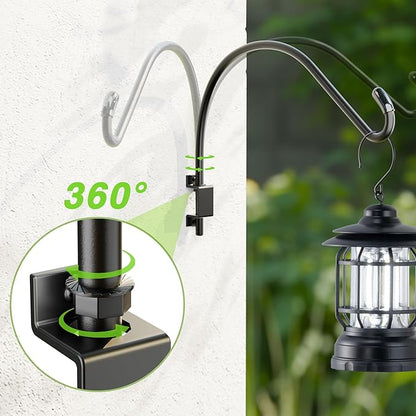 16 Inch 2 Pack Swivel Plant Hanger: Plant Hangers Outdoor, Heavy Duty Hook for Bird Feeder, Plant, Flower Basket, Lantern, Wind Chime - Versatile Hanging Brackets Outdoor Indoor Use Up to 22LB