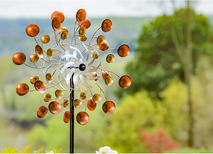 Evergreen Garden Beautiful Summer Copper and Gold Scoops Wind Spinner - 24 x 75 x 11 Inches Fade and Weather Resistant Outdoor Decoration for Homes, Yards and Gardens