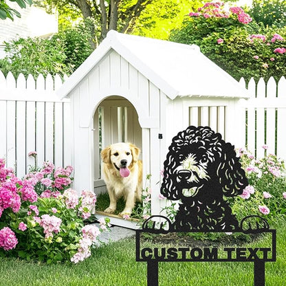 Custom Metal Poodle Garden Sign, Personalized Pet Dog House Name Sign Yard Stake Decor Lawn Patio Pathway Gardening Gift, Customized Decorative Garden Stake Cute Poodle Dog Silhouette Signs