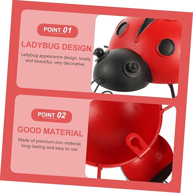 BESPORTBLE 3pcs Iron Art Ladybug Garden Statues Simulated Outdoor Lawn Decorations in Red Extra Small to Medium Vibrant Sculptures for Patio and Landscape Enhancements