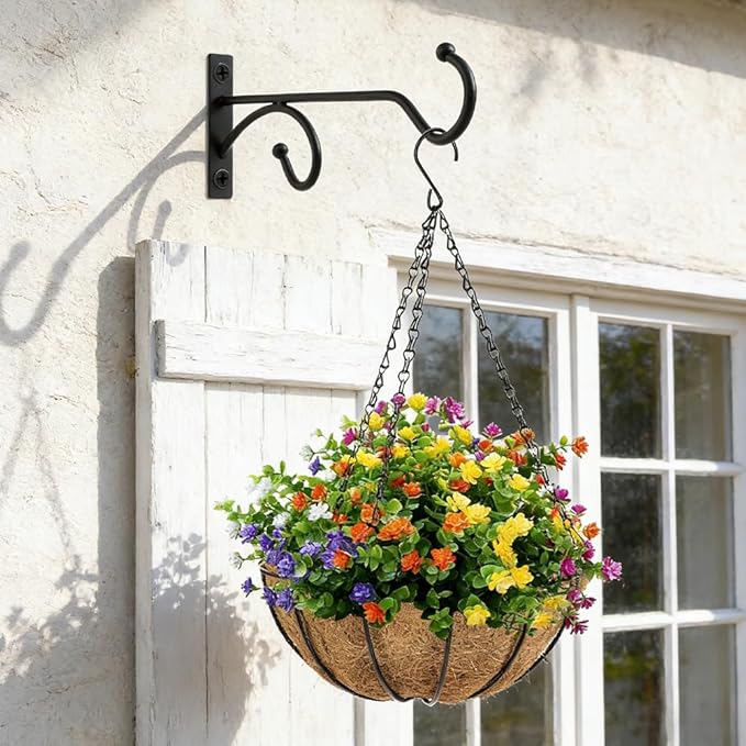 2PCS Plant Hanger Hooks 8Inch Hanging Plant Bracket,Metal Plants Bracket Wall Hooks for Hanging Plants, Bird Feeder,Flower Basket,Wind Chimes,Indoor/Outdoor Wall Mount