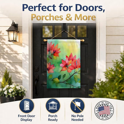 Caroline's Treasures Missouri Hawthorns in Watercolor House Flag Large Porch Sleeve Pole Decorative Outside Yard Banner Artwork Wall Hanging, Polyester, House Size, Multicolor