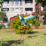 40" Metal Crane Garden Statue with Solar Light, Large Outdoor Heron Sculpture,Rust-Proof Garden Sculptures & Statues,Yard Art for Patio & Backyard