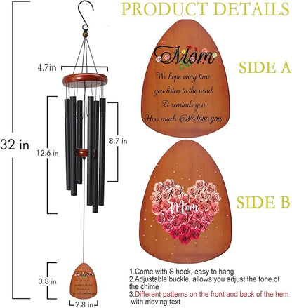 Gifts for Mom, Mom Gifts Wind Chimes 32", Birthday Gifts for Mom from Daughter Son, Love Reminder for Mothers Day Thanksgiving Christmas