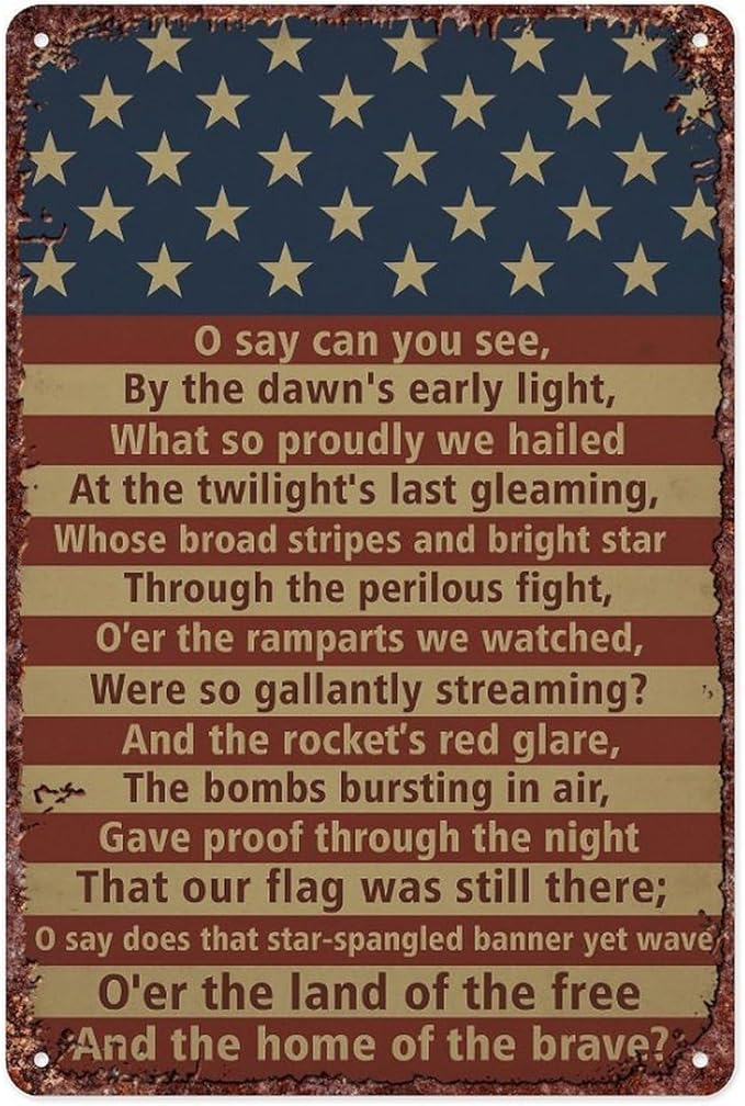 American Flag Star Spangled Banner Metal Signs Are For Home Patios, Terraces, Bars, Wall Decorations And Are 12x8 Inch In Size