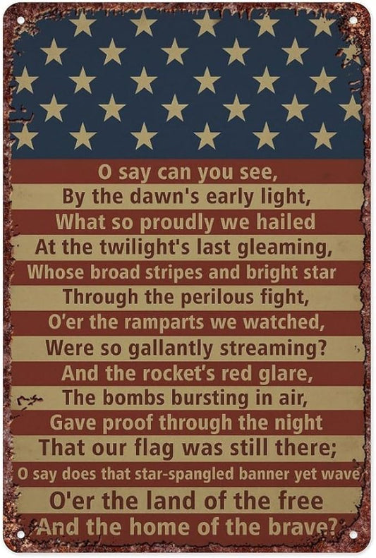 American Flag Star Spangled Banner Metal Signs Are For Home Patios, Terraces, Bars, Wall Decorations And Are 12x8 Inch In Size