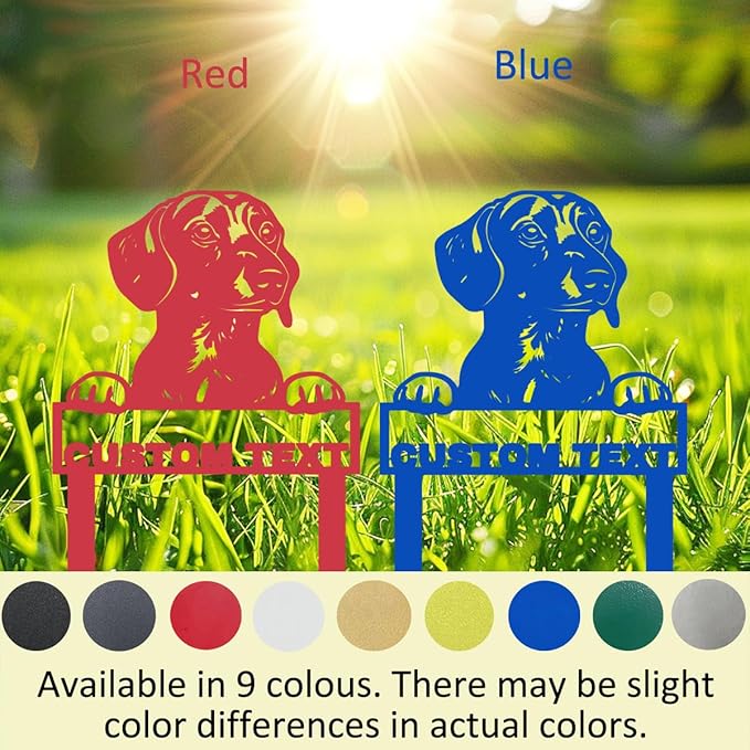 Custom Dachshund Dog Metal Garden Sign Decor for Outside | Personalized Dachshund Garden Stake Yard Sign | Customized Pet Dog House Decor Welcome Name Signs Lawn Decorations