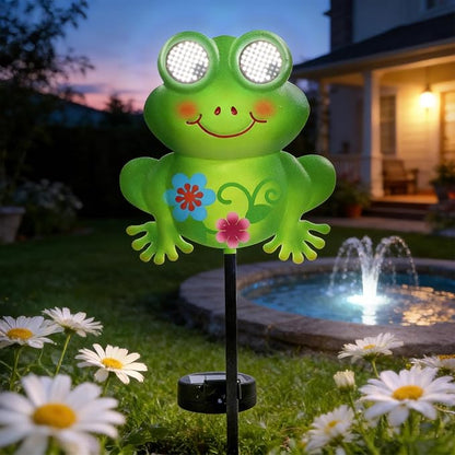 Rngmsi Garden Solar Lights Dynamic Eyes, Frog Solar Garden Lights Stake Outdoor Decorations, LED Lighting Frog Gifts for Patio Yard Pathway Lawn Ornaments