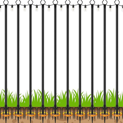 10 Pack 10 FT String Light Poles,Metal with Fork Lights Poles for Outdoor String Light, Rustproof Heavy Duty for Outside Garden,Patio,Wedding,Backyard,Deck,Party