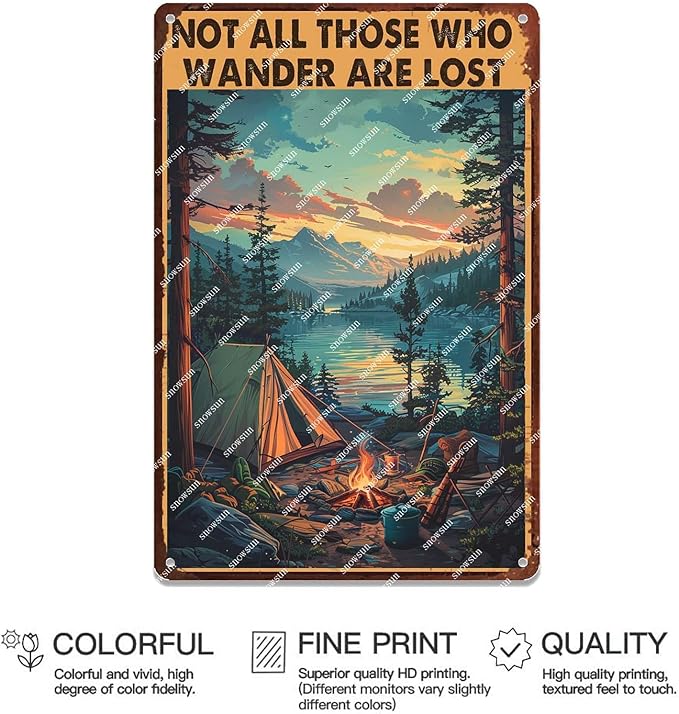 snowsun Funny Metal Signs Not All Those Who Wander Are Lost Vintage Tin Signs Aluminum Sign Home Garden Greenhouse Living Room Bar Cafe Outdoors 8 * 12 Lnch