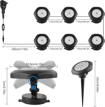 RGB Pond Lights,LED Underwater Submersible Fountain Lights IP68 Waterproof,Remote Control Color Changing Landscape Spotlights Lighting for Fish Aquarium Tank Yard Garden Pool (Set of 6)