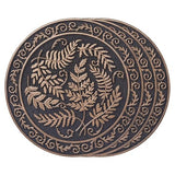 Home Furnishings By Larry Traverso HF by LT Deluxe Rubber Stepping Stone, Fern Medallion Design, Heavy Duty 13"" All-Weather Garden Tile, Black with Antique Bronze Finish, Set of 3, TR0787