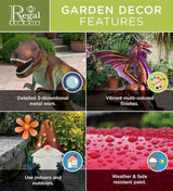 Regal Art & Gift Frog Garder Statue 9 Inch - Decorative Outdoor Sculpture, Metal Decor for Patio, Porch & Garden Décor
