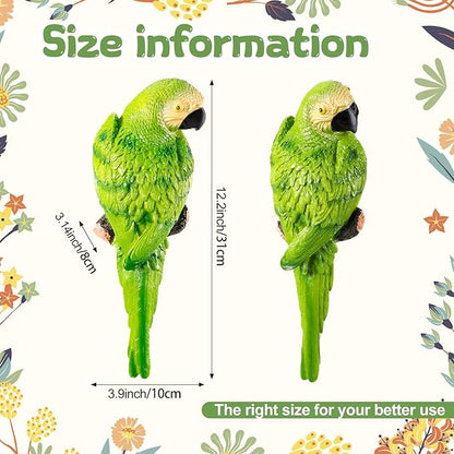 Jetec Parrot Decor Outdoor Tiki Bar Decor Large Realistic Parrot Statues Outside Lifelike Bird Sculptures Garden Patio Yard Lawn Figurines for Tropical Animal Tree Wall(4 Pcs,Blue,Red,Yellow,Green)