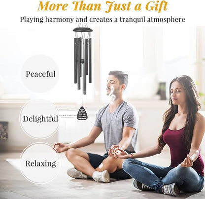 25th Anniversary Wind Chimes Gifts for Men Women,Romantic 25 Year Anniversary for Couples, Wife, Husband, Parents, Friends, 25th Wedding Gifts Idea of Happy Anniversaries Decorations,Black