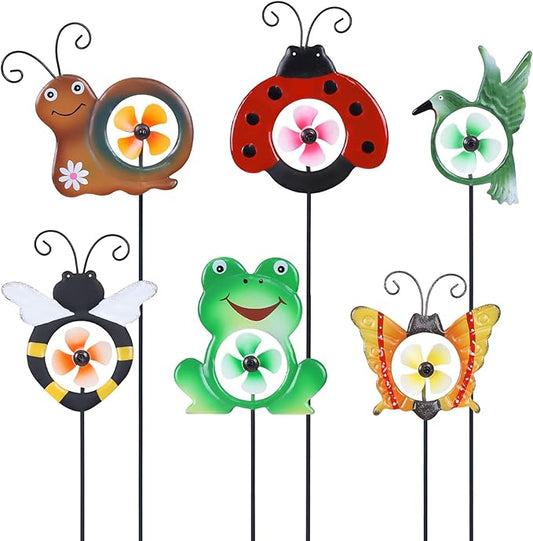 hogardeck Garden Decor for Outside, Metal Animal Pinwheels Decorative Garden Stakes for Spring Decor, Colorful Wind Spinners for Yard Art Outdoor Lawn Porch Pathway Decorations (HGMD-2249)