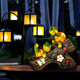 Garden Turtle Figurines Outdoor Decorations, Solar Statue Sweet Frog Face Turtles Decor with 4 LED Lights, Garden Resin Statue for Patio Lawn Porch Yard,Gifts for Birthday Easter Housewarming