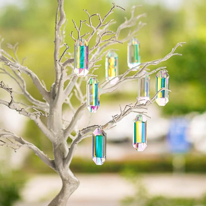 HDCRYSTALGIFTS 6 Pack 3'' Crystal Sun Catchers, Rainbow Maker Hanging Crytals for Windows Sticks Prism Suncatchers for Garden Home Decor Glass Ornaments for Christmas Tree