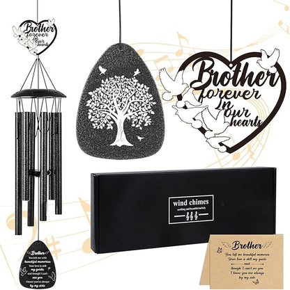 Memorial Gifts for Loss of Brother - 36'' Memorial Wind Chimes for Outside, Sympathy Bereavement Condolence Grief Remembrance Funeral Gifts for Loss of Brother, with S Hook Greeting Card