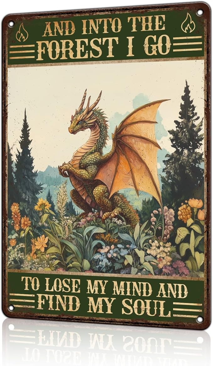Funny Garden Decor And Into The Forest I Go to Lose My Mind and Find My Soul Vintage Metal Signs Garden Tin Sign for Home Outdoor Wall Decor 8×12 Inch