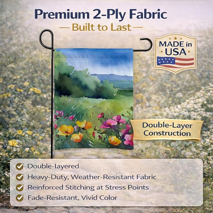 Caroline's Treasures North Dakota Wild Prairie Roses in Watercolor Garden Flag Mailbox Flag Decorative Yard Flag Banner Outside Patio Artwork Yard Flower Beds, Garden Size, Multicolor