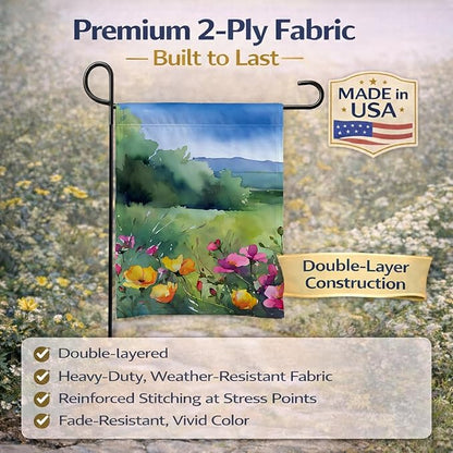 Caroline's Treasures North Dakota Wild Prairie Roses in Watercolor Garden Flag Mailbox Flag Decorative Yard Flag Banner Outside Patio Artwork Yard Flower Beds, Garden Size, Multicolor