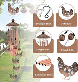 for Women Chicken Wind Chimes for Outside, 35'' Metal Chicken WindChimes Gifts for Women/Men, Decoration for Outdoor, Home, Garden, Patio, Backyard