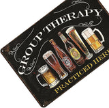Bar Wall Decor Beer Signs Metal Tin Sign For Patio Backyard And Pool，Group Therapy Practiced Here Small Personalized Vintage Signs For Home Decor Art Outdoor Decorations 8x12 Inch