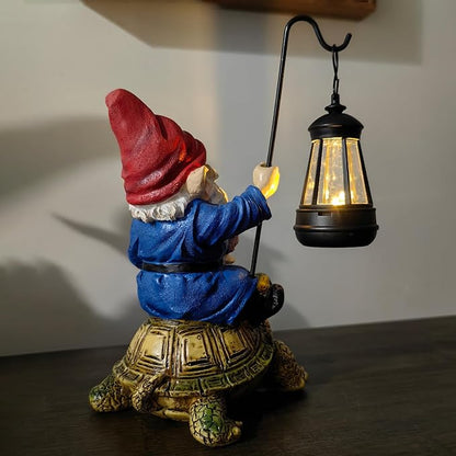 Outdoor Garden Gnome, Funny Lawn Gnome Statue Decorations, Solar Gnome Riding Turtle Figurines Ornament for Patio, Balcony, Yard, Iutdoor Office Home Decor, Mom Grandma Sisters Gifts