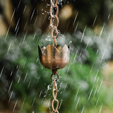 DUSVALLY Rain Chain, 5.85 FT Lotus Metal Rain Chain, Functional and Decorative Replacement for Gutter Downspouts, Divert Water and Home Display, Adjustable, Antique Brown