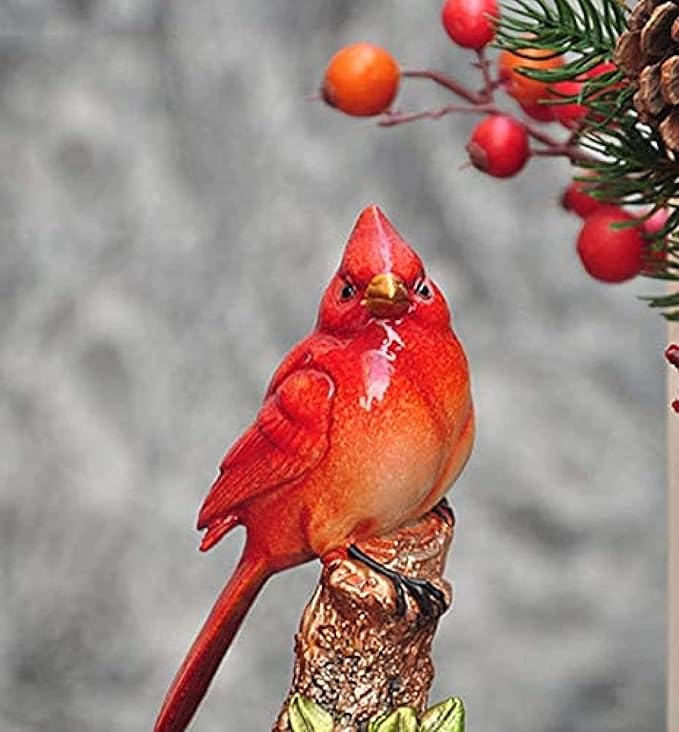 Garden Ornaments Decor Statue Outdoor,for Home Kitchen & Dining Outdoor Patio, Lawn & Garden Sculptures Statue Figurine Ornaments Bird Decorative, Bird Animal Painted Red Resin Handicraft