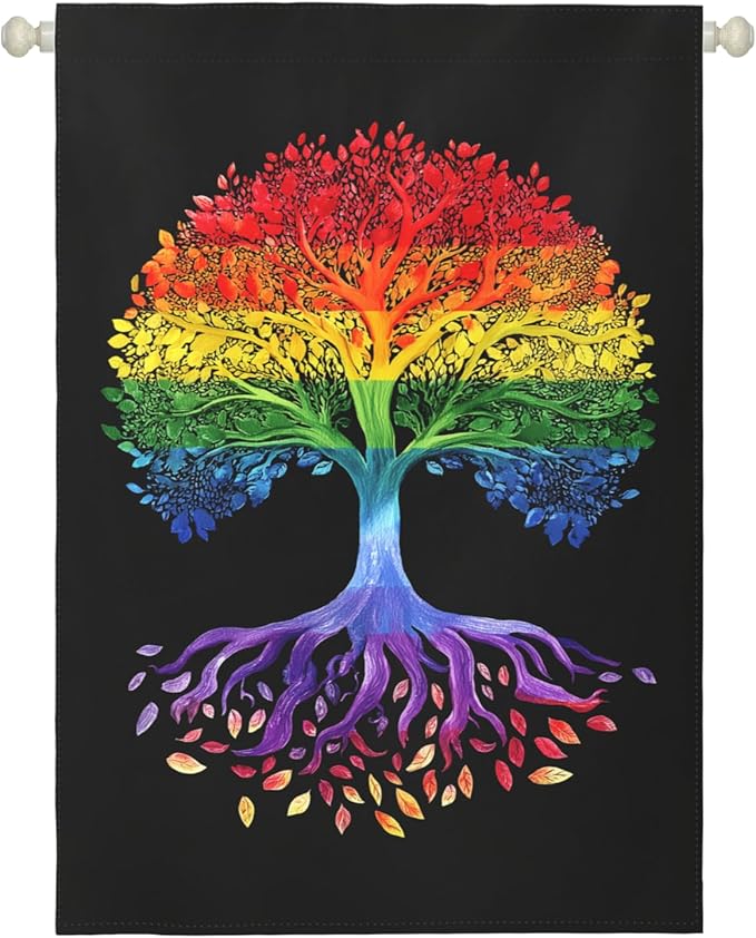 Gay Pride Flag for Outside House LGBTQ Rainbow Tree Life Garden Flags 28 x 40 Double Sided Large Lawn Seasonal Decorative