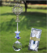 Celtic Cross Hanging Decor Christmas Ornaments Crystals Prisms Sun Catcher for Window, Garden, Yard, Patio - Birthday Gifts for Friend & Family