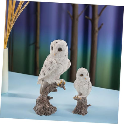 DOITOOL 2PCS Realistic Owl Figurine Weather-Resistant Garden Statues with Fine Detailing for Outdoor Patio Porch Decor and Science Learning