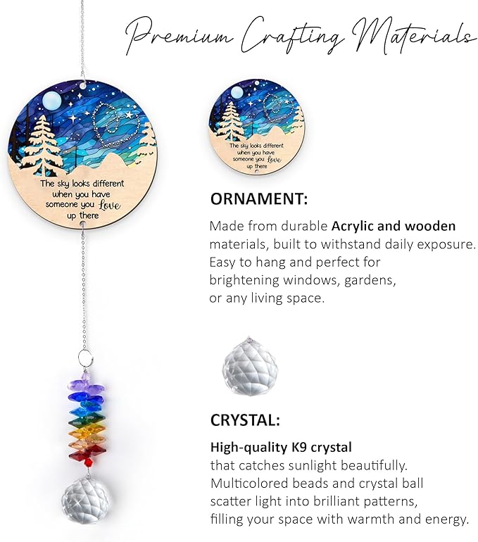 2 Layered Ornament Suncatcher - Sympathy Gift for Loss of Loved One - Memorial Grief Keepsake - Mother's Day Father's Day for Men Women Family Friends - Meaningful Home Decor