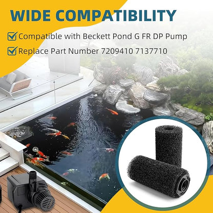 Pond Pre Filter for Beckett Pond G FR DP Pump, Prefilter Sponge Roll with Intake Strainer for Pond Pump - Part No 7137710 (Pack of 2)