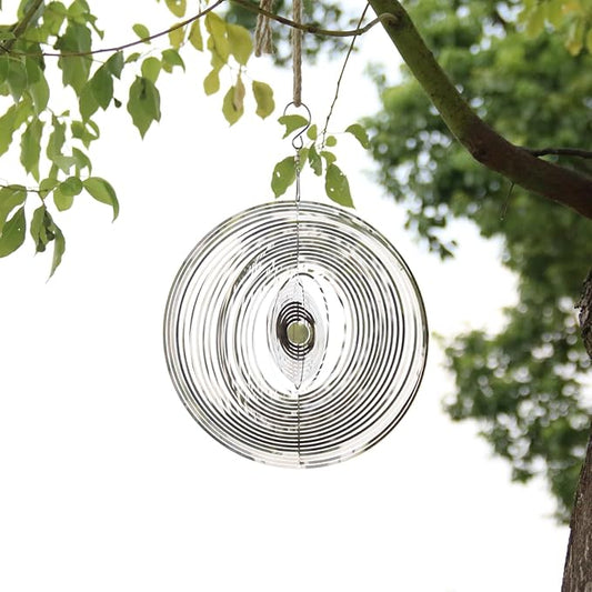 Phuryllic Wind Spinners Outdoor, Garden Decor, Bird Deterrents for Outside, 3D Metal Yard Decorations for Patio & Porch, Unique Gardening Gifts for Women & Moms - 10in Round Shape