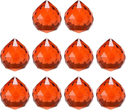 M METERXITY 10-Pack Crystal Ball Prisms, 24mm/0.94 Inch Chandelier Pendant Maker Hanging Crystals Chandelier Prisms for Home/Windows/Garden/DIY Decoration[Red Brown]