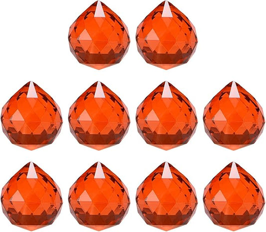 M METERXITY 10-Pack Crystal Ball Prisms, 24mm/0.94 Inch Chandelier Pendant Maker Hanging Crystals Chandelier Prisms for Home/Windows/Garden/DIY Decoration[Red Brown]