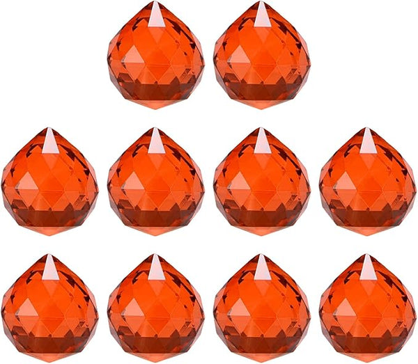 M METERXITY 10-Pack Crystal Ball Prisms, 24mm/0.94 Inch Chandelier Pendant Maker Hanging Crystals Chandelier Prisms for Home/Windows/Garden/DIY Decoration[Red Brown]