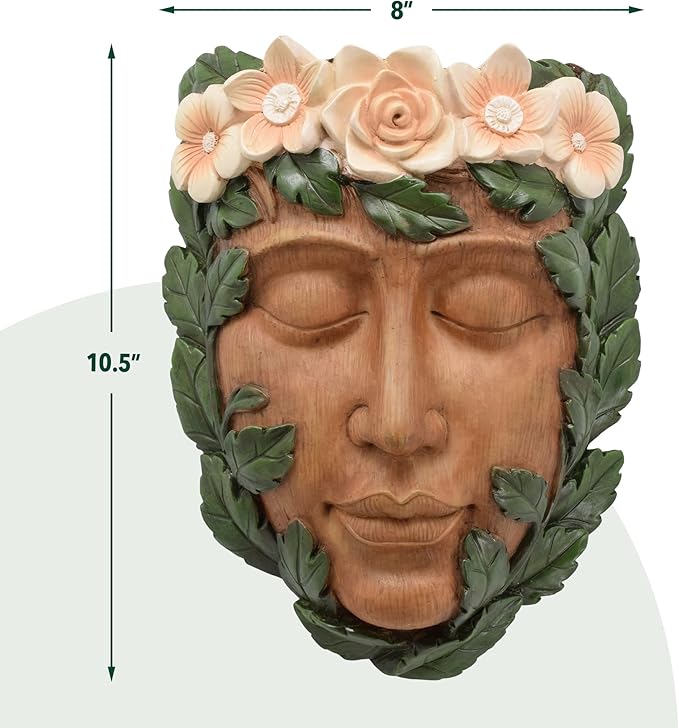 Arcadia Garden Products Large Whimsical Tree Face Planter, 8"x10.5", Outdoor Tree Hugger, Woman Spirit Sculpture for Garden Art Decor, Birdfeeder, Hangs on Trees, Fences or Walls, Willow