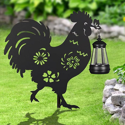 2Pack Solar Outdoor Garden Lights Stakes Solar Metal Flower Rooster Lawn Deco Statue Ideal for Chicken Lovers for Yard Art, Outside, Patio, Outdoor Decor, Garden Decorations, Lawn Ornaments