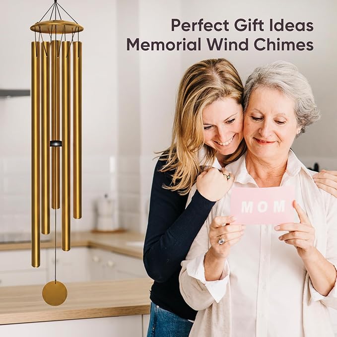 65" Extra Large Wind Chimes for Outside Deep Tone,Big WindChimes for Outdoor Porch Garden Patio Balcony Decor, Deep Tone Wind Chimes (Gold)