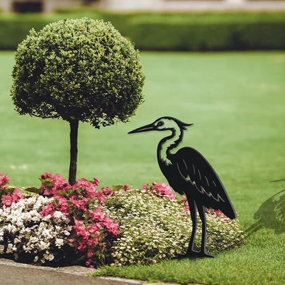 WADORN Heron Metal Decorative Garden Stakes, Funny Heron Metal Outdoor Statues Heron Garden Birds Statue Metal Bird Yard Art Sculpture Funny Bird Ornament Gifts for Garden Backyard Patio Walkways