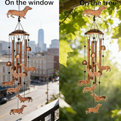 Dachshund Dog Wind Chimes for Outside, Metal Windchimes, Dachshund Dog Gifts for Women/Men, Wind Chime Garden Decor Outdoor,Memorial/Housewarming/Birthday/Festival Gifts,Yard Decoration